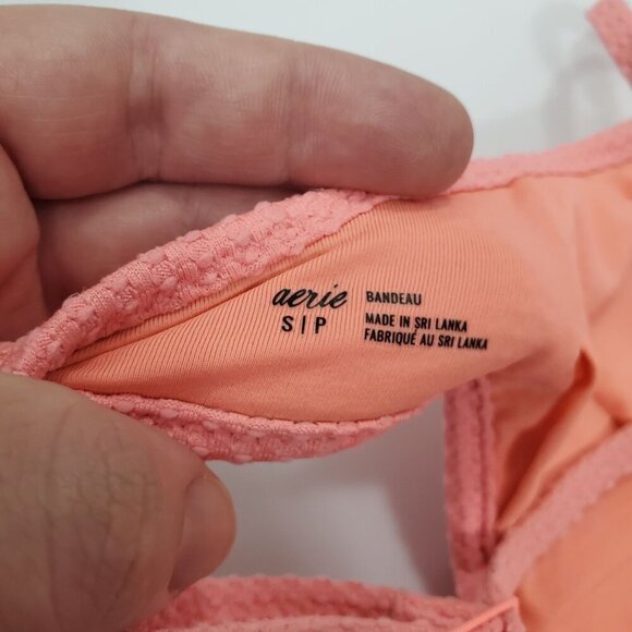 Aerie Women's‎ Light Coral Textured Scalloped Edge Bandeau Bikini Top Size S - Picture 4 of 6